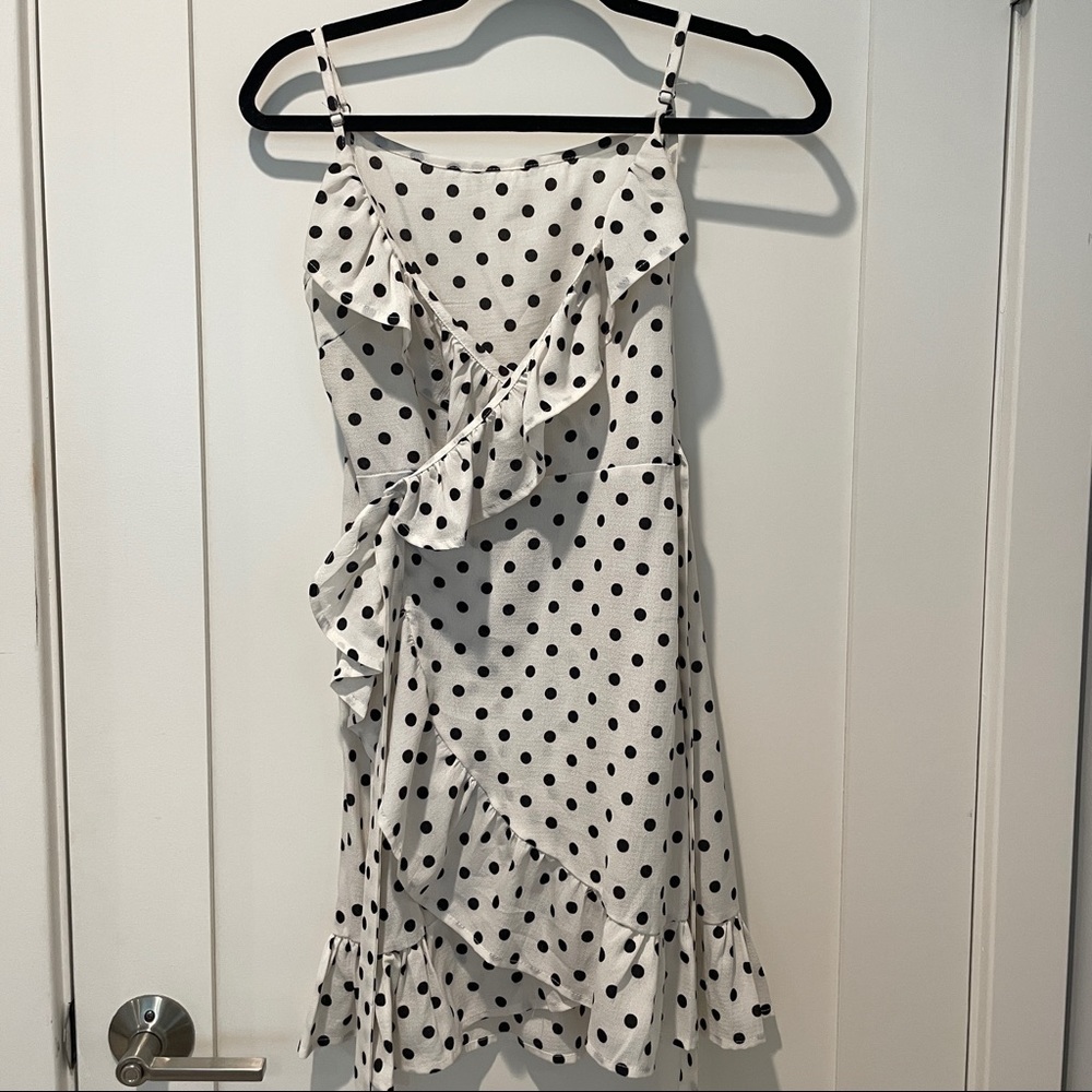 White Polka Dot Wrap Dress